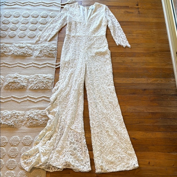 Alexis Ivory Lace Jumpsuit with Wide-Leg Size S - Picture 1 of 5